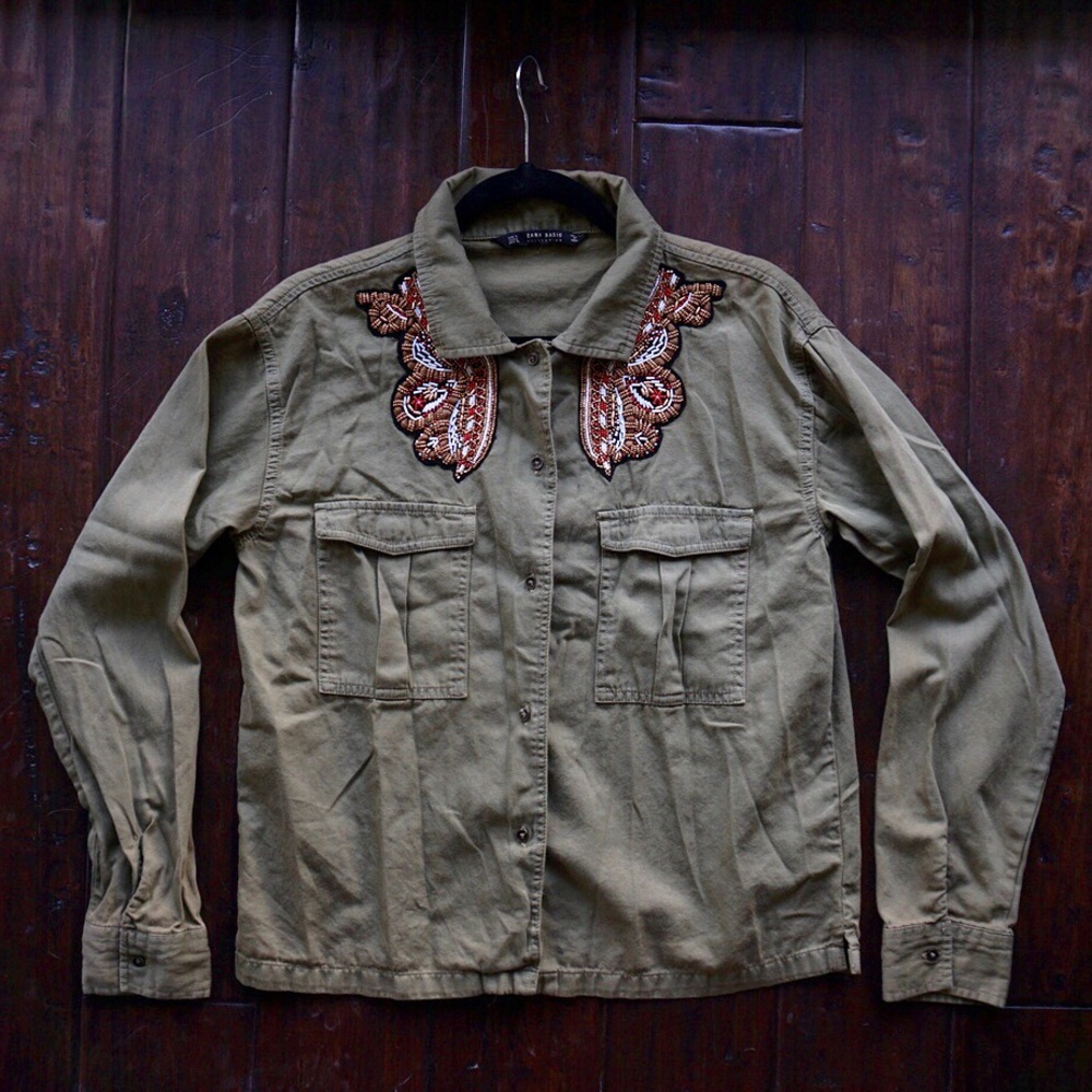 Sage Cargo Button down from Zara.